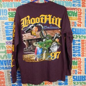 Vintage 1997 Boot Hill Saloon Daytona Bike Week Long Sleeve Pocket Tee USA M